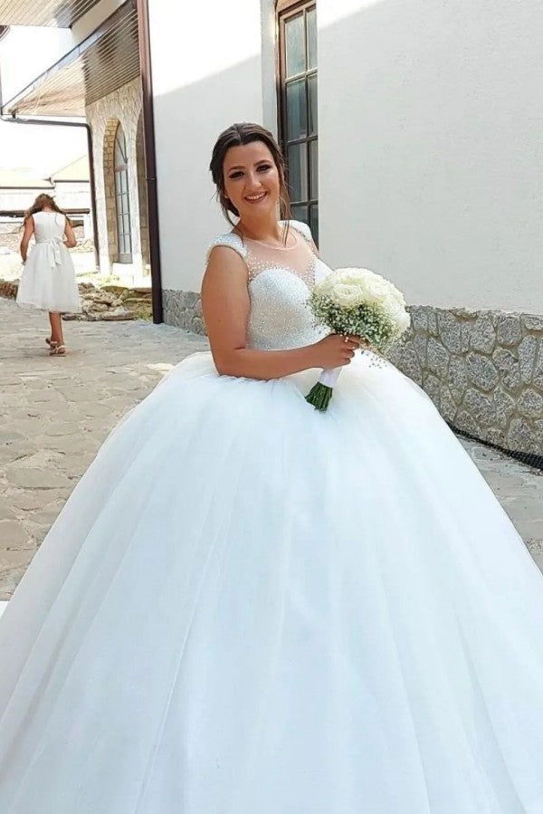 Robes de mariée longues de princesse, coupe trapèze, sans manches, à sequins, de créateur