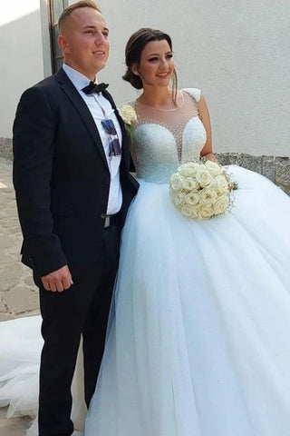 Robes de mariée longues de princesse, coupe trapèze, sans manches, à sequins, de créateur