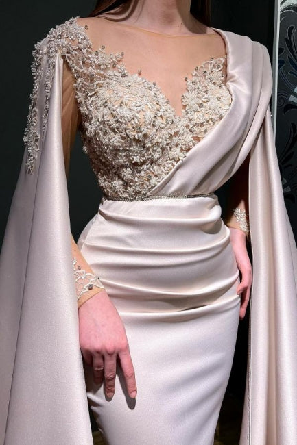 Vestidos de noche largos de sirena rojos de diseñador, con encaje, escote en V y mangas, con mangas