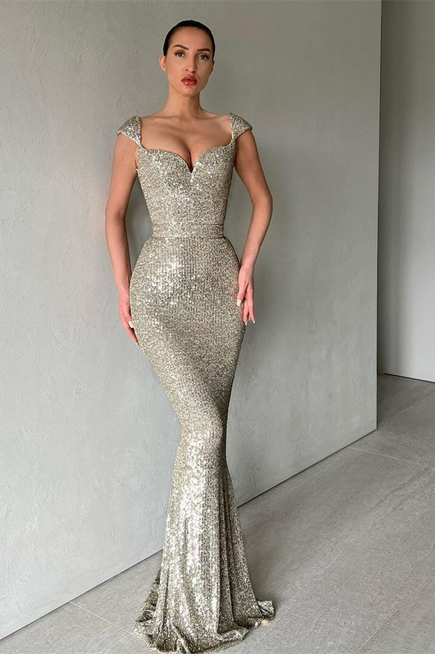 Robe de bal sirène sans manches à sequins de créateur