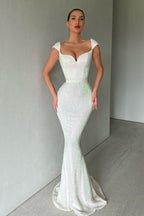 Robe de bal sirène sans manches à sequins de créateur