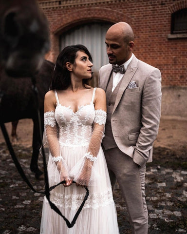 Vestidos de novia de diseñador con encaje | Vestidos de novia corte tubo