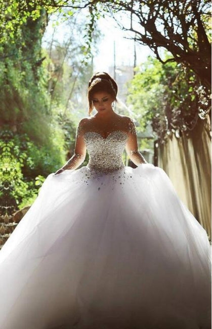 Robes de mariée de créateurs à manches | Robes de mariée de luxe de princesse