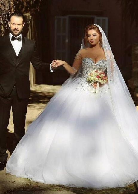 Robes de mariée de créateurs à manches | Robes de mariée de luxe de princesse