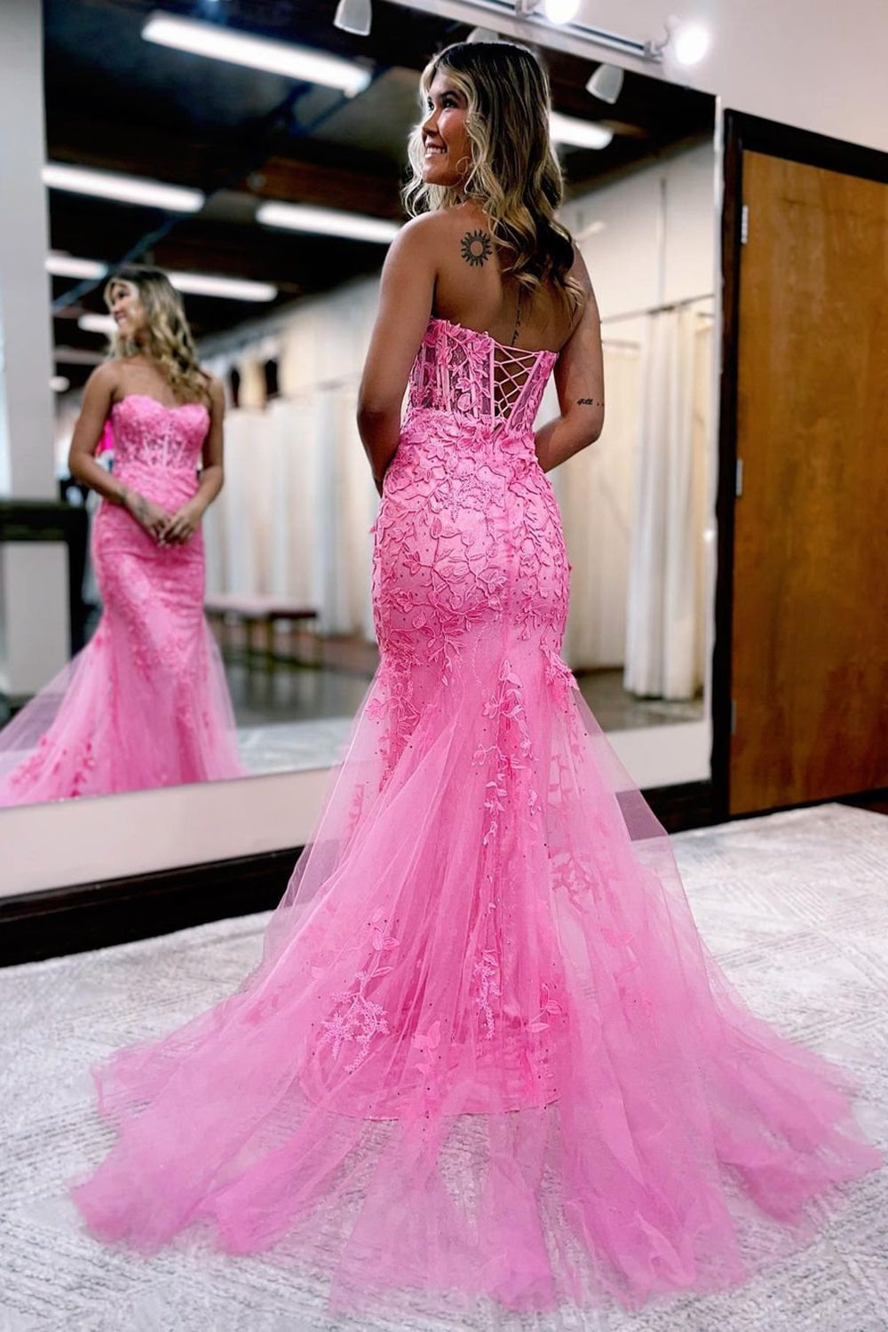 Purple Sweetheart Neck Mermaid Prom Dress With Appliques