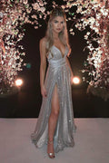 Vestido de fiesta de tul con lentejuelas brillantes corte en A, vestido de noche formal Y1530