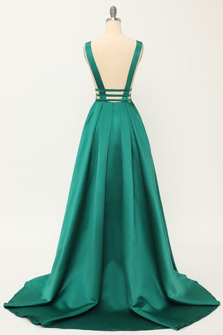 Robe de bal longue en satin rose poudré