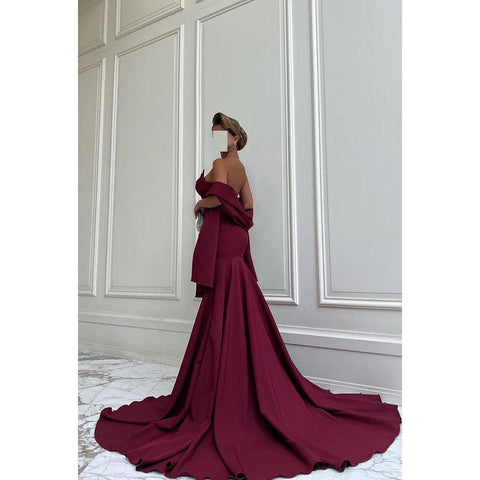 Robe de soirée sirène simple et décontractée sans manches à encolure dégagée