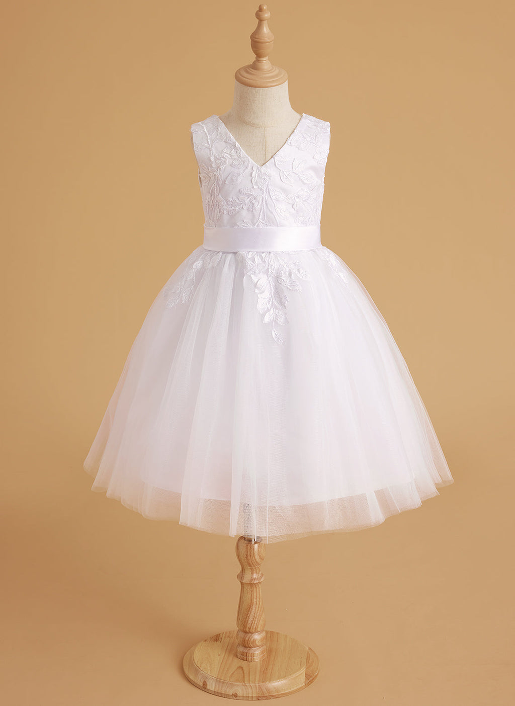 Robe de demoiselle d'honneur sans manches en dentelle et tulle, longueur genou 
