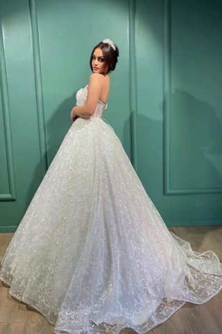Vestidos de novia largos de corte princesa, elegantes y transparentes, de encaje, con un solo hombro. 