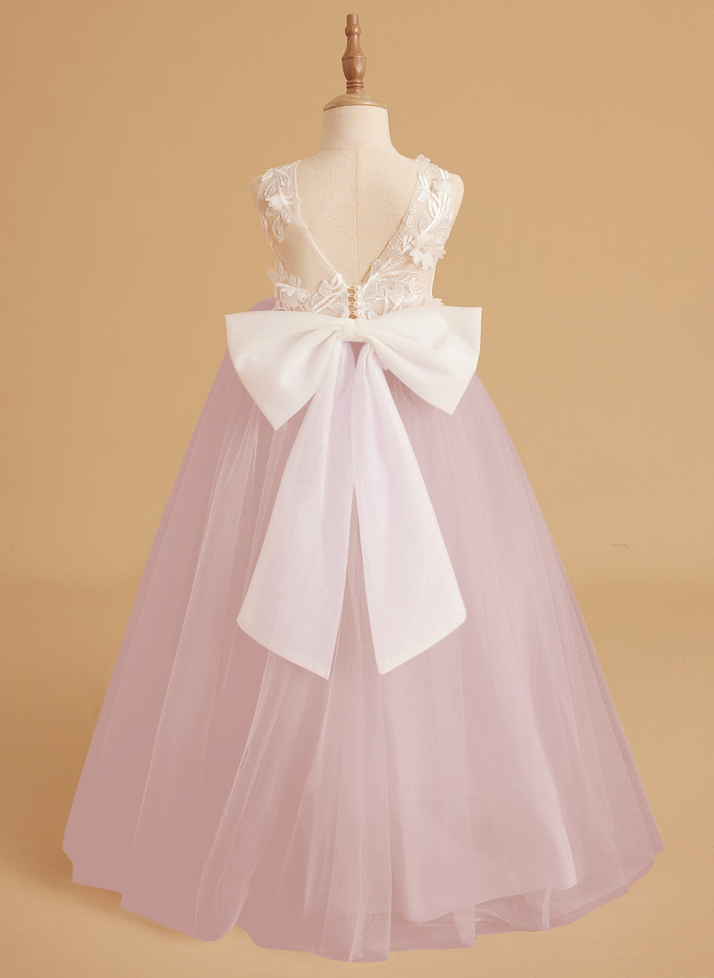 Vestido de niña de las flores sin mangas de encaje y tul con cuentas, estilo princesa de ensueño 