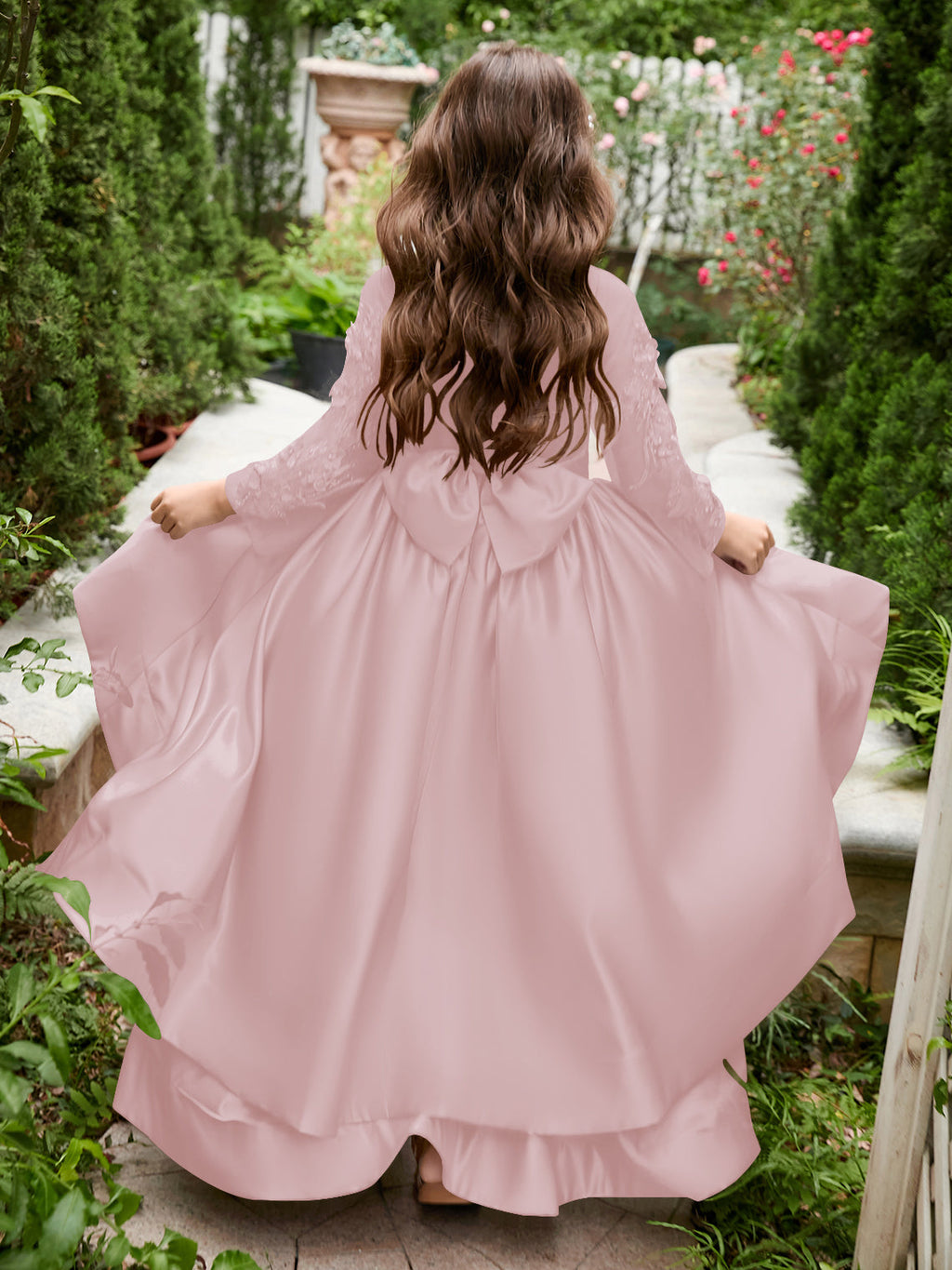 Vestido asimétrico de satén de corte A para niña de las flores