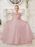 Vestido de niña de las flores para la Primera Comunión, color marfil, con cola desmontable estilo princesa. 