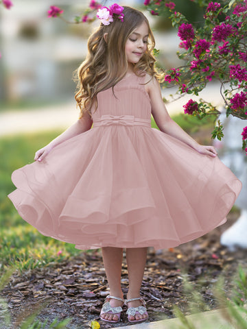 Vestido de princesa/vestido de tul hasta la rodilla para niña de las flores 