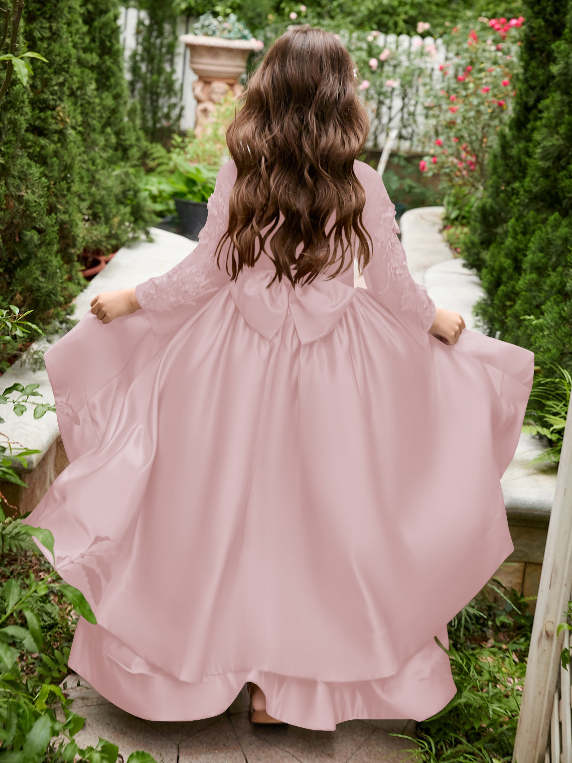 Vestido asimétrico de satén de corte A para niña de las flores 