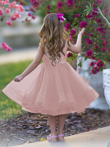Vestido de princesa/vestido de tul hasta la rodilla para niña de las flores 