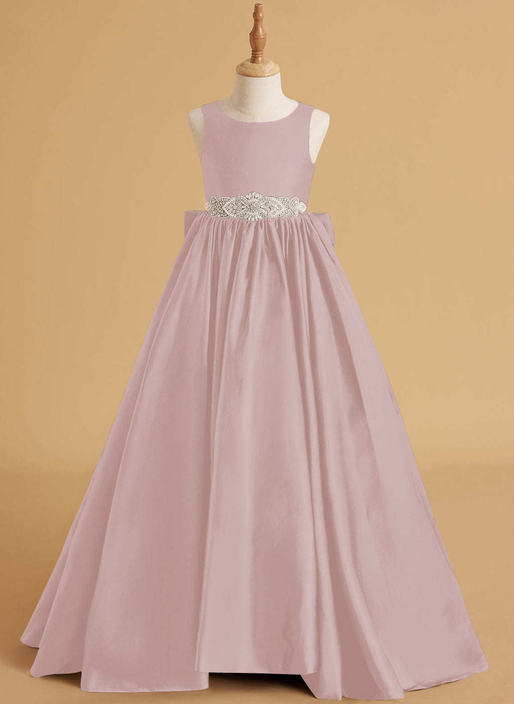 Vestido de princesa de satén con cola para niña de las flores 