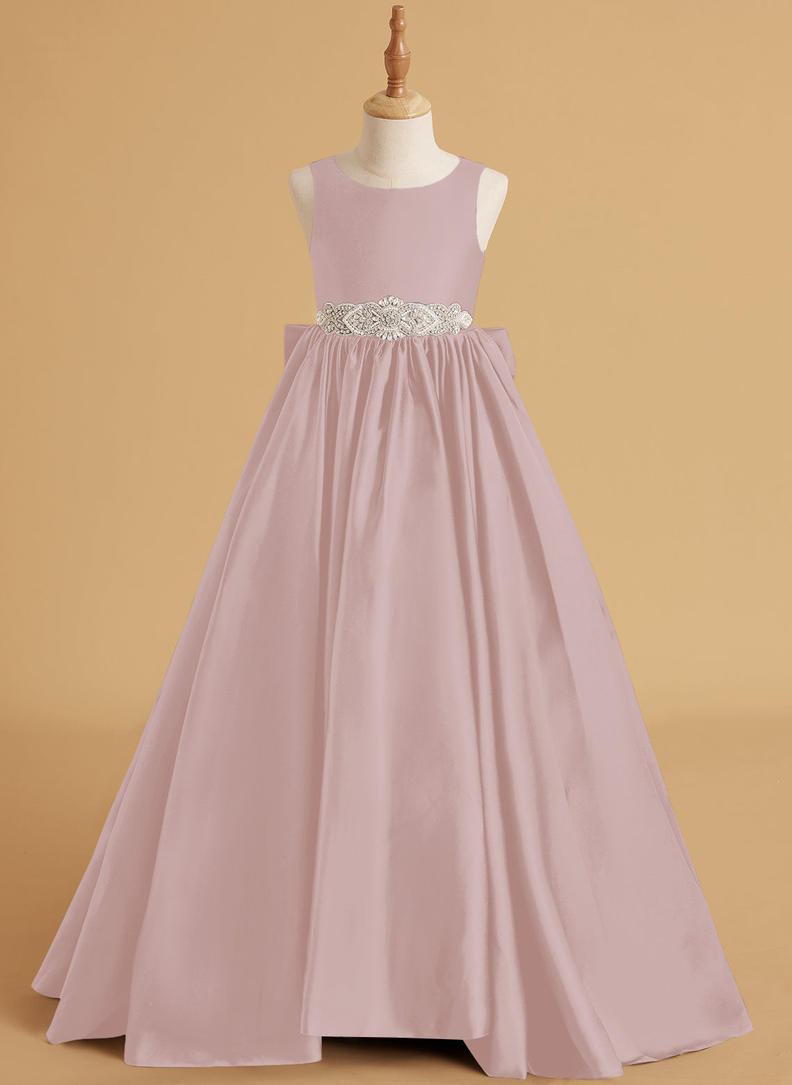 Vestido de princesa de satén con cola para niña de las flores 
