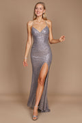 Vestido largo de fiesta ajustado con lentejuelas