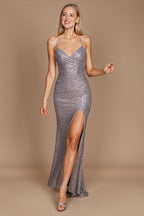 Vestido largo de fiesta ajustado con lentejuelas