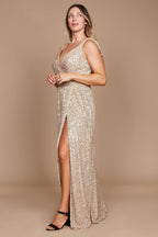 Plus Size Formal Dress Fully Sequin Gown