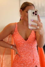 Robe de bal longue à sequins et traîne Watteau