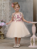 Vestido de niña de las flores de tul corte A hasta la rodilla 
