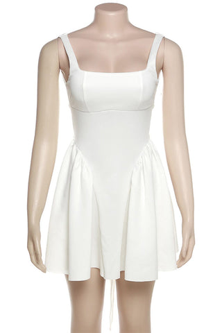 Vestidos de noche sencillos, lisos, sin espalda, con lazo y cuello cuadrado 