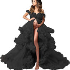 Vestido de malla para embarazadas, falda para fotos, escote en V profundo, estilo perspectiva, ideal para fotografía de retratos (6121#).