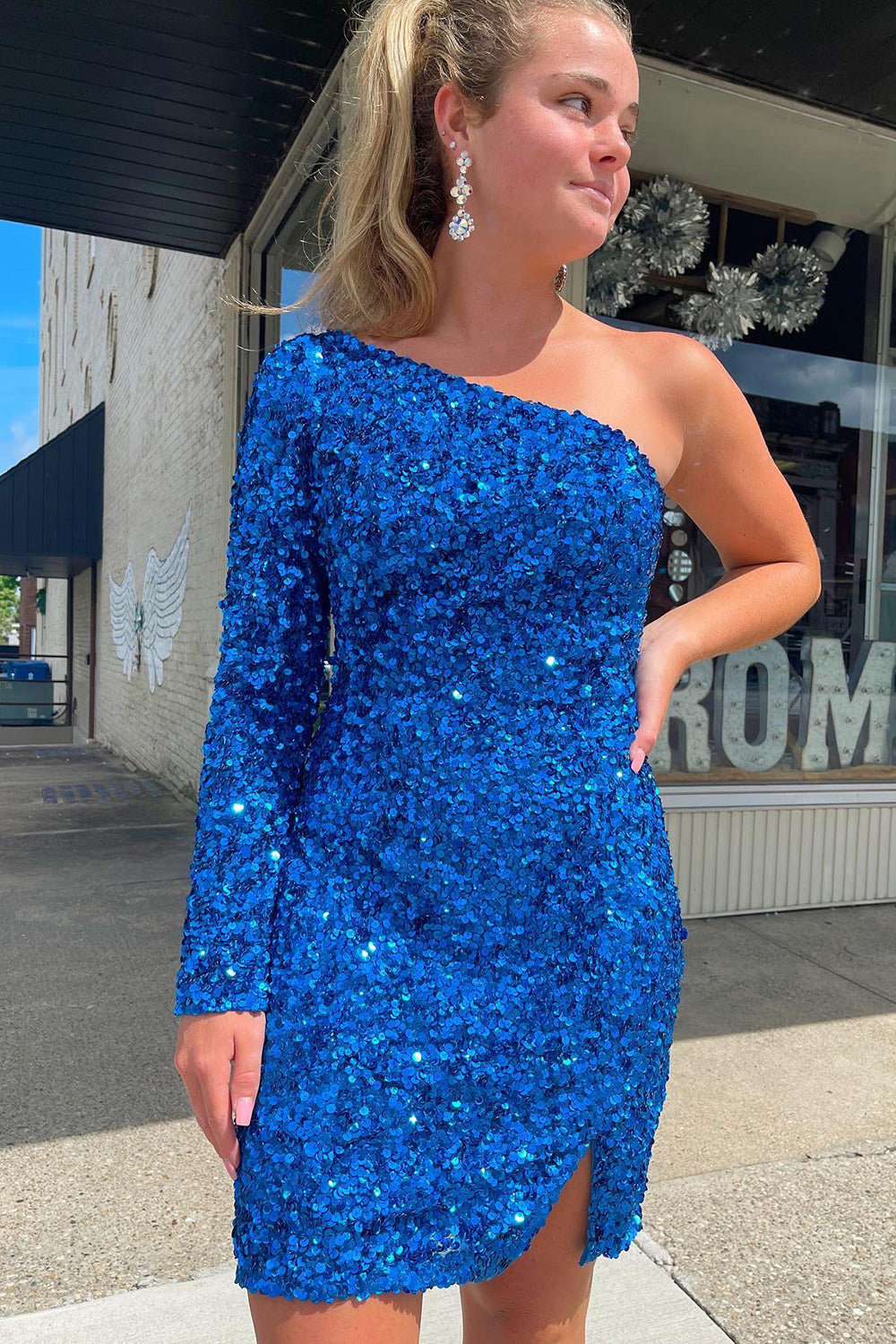 Sequins Homecoming Dress with Sleeves