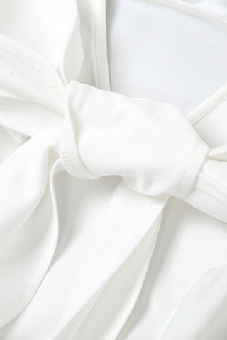 Vestidos de noche sencillos, lisos, sin espalda, con lazo y cuello cuadrado 