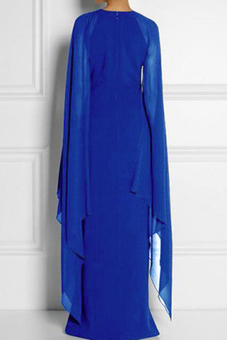 Vestidos de noche elegantes de estilo británico, lisos, con abertura y cuello redondo. 