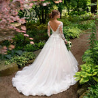 Vintage Wedding Dresses For Women Appliques Long Sleeves Bride Gowns Backless A Line Vestidos De Noiva Mariage