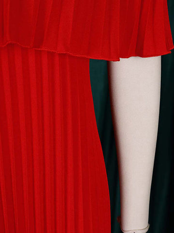 Vestidos de noche cruzados plisados ​​de color liso con hombros descubiertos 