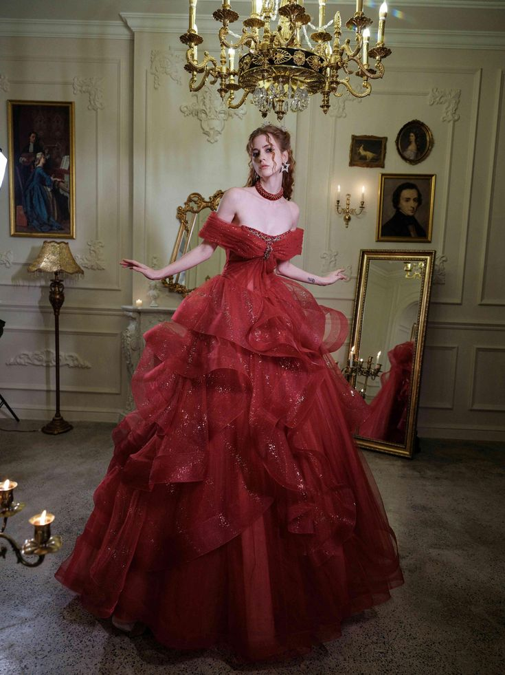 Robe de soirée rouge trapèze à épaules dénudées, robe de bal scintillante, robe de mariée Y7676