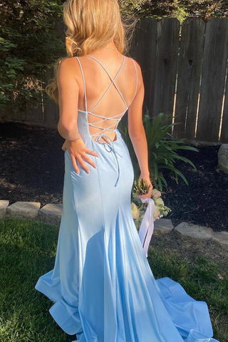 Robe de bal sirène sans noir à fines bretelles