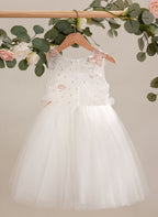 Vestido blanco de tul hasta la rodilla, corte en A (2003227138) 
