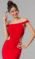Women's Off Shoulder Maxi Evening Dress – Elegant Formal Gown