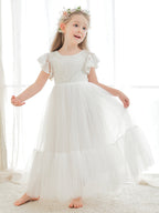Vestido blanco de tul y encaje hasta el tobillo (2003227579) 