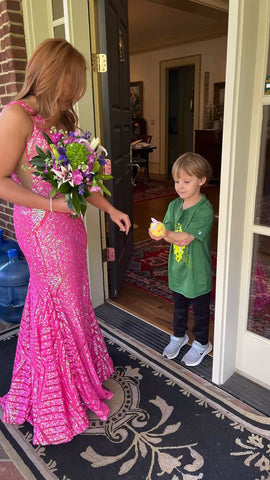 Robe de bal longue fuchsia asymétrique sirène, robe de soirée scintillante Y1677