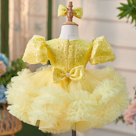 Robe bébé fille en tulle à sequins, longueur genou 