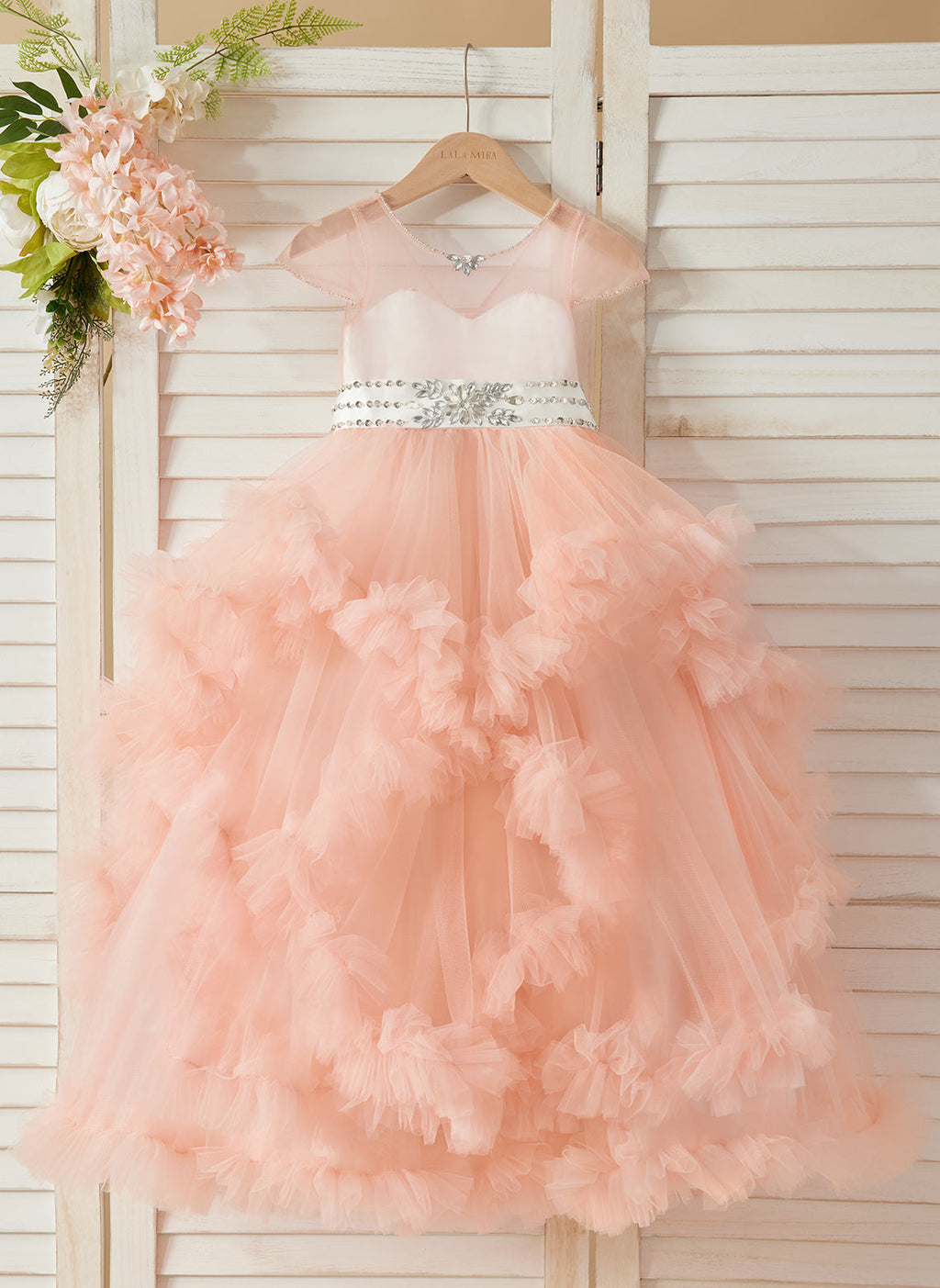 Vestido de princesa/vestido de tul hasta el suelo para niña de las flores 