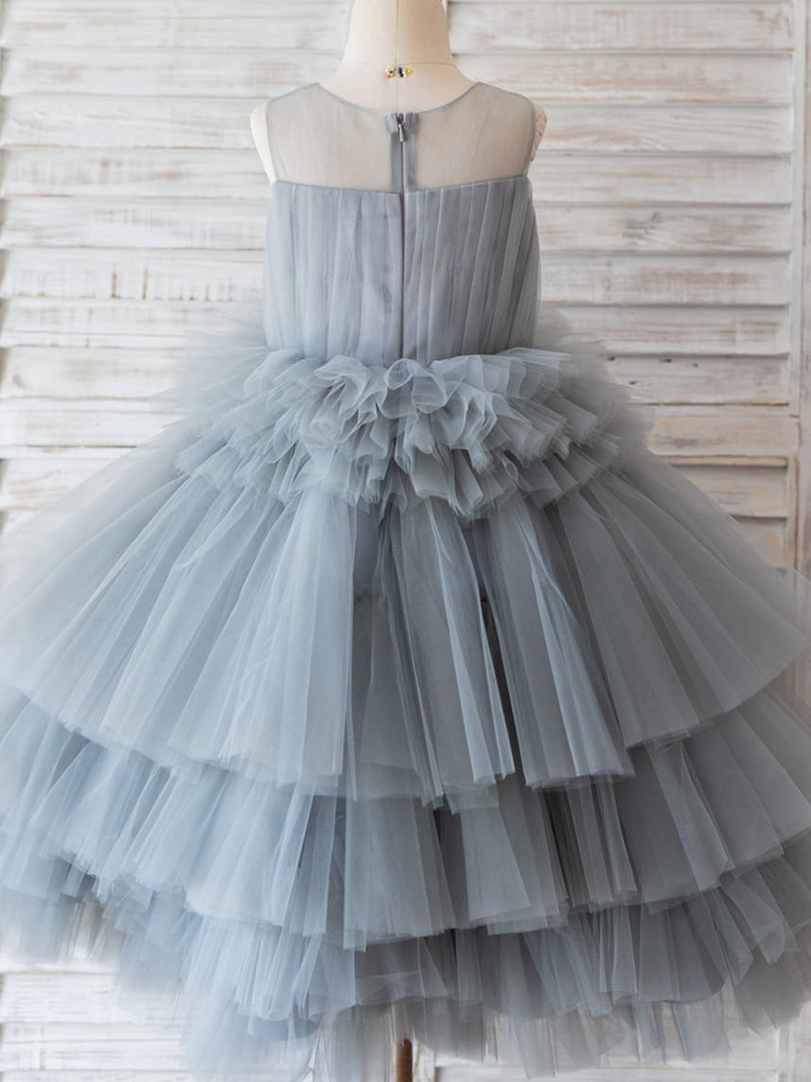 Vestido de princesa/vestido de tul hasta la rodilla para niña de las flores 
