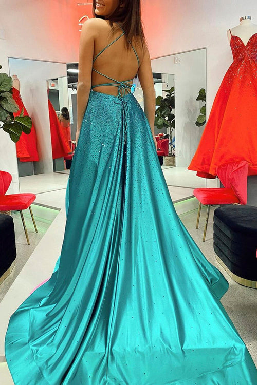 A-line Glitter Prom Dress with Slit