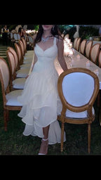 Modest A-line White Evening Dress Charming Formal Gown  Y591
