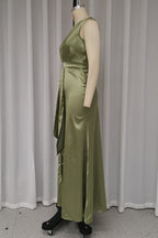 Sexy Slit Ruched Sloping Shoulder Evening Dresses