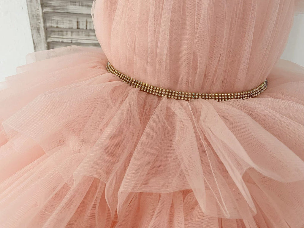 Vestido de princesa/vestido de tul hasta la rodilla para niña de las flores 