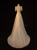 Elegante vestido de fiesta de boda de satén blanco corte A, vestido largo de graduación, vestido de noche Y7546