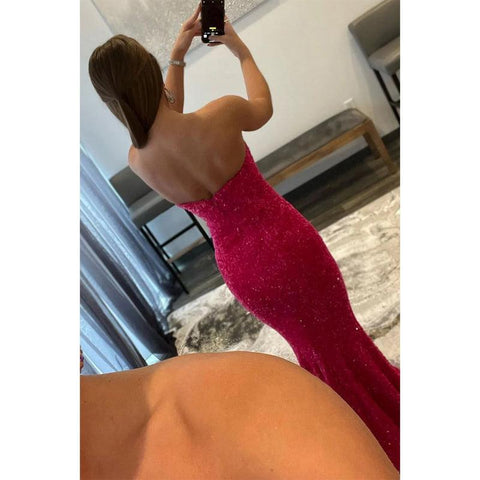 Robe de bal longue sirène sexy à col en V et paillettes