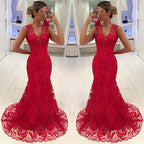 Sleeveless Mermaid Prom Dress With Lace Evening Gowns